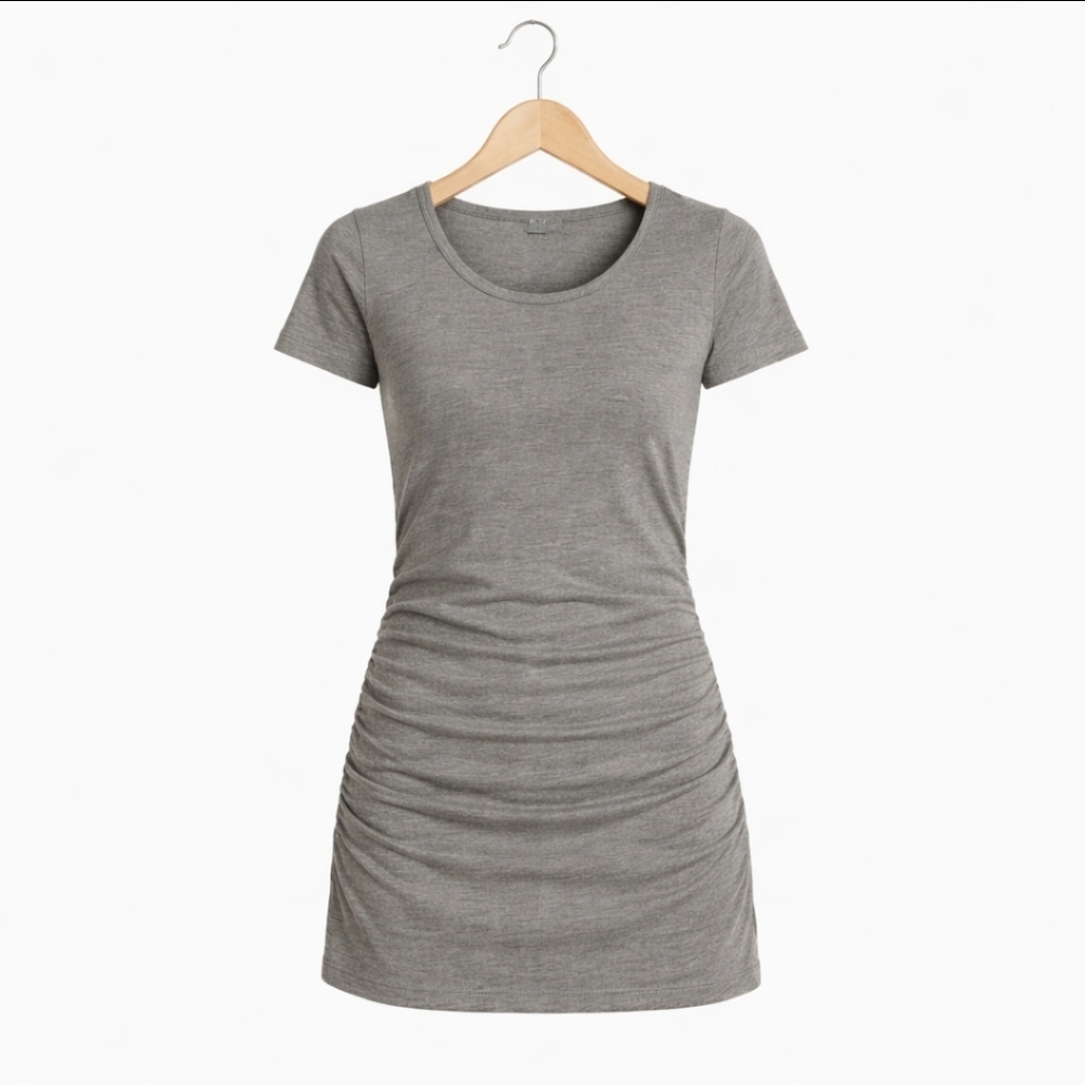 Market & Spruce Gray Mini Dress With Ruched Sides Sz XS